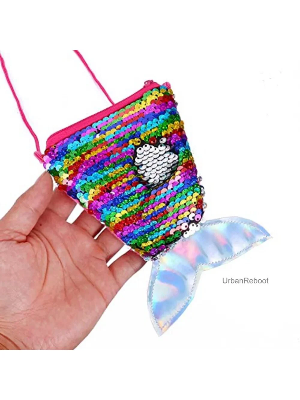Mermaid Sequin Reversible Coin Purse Mini Shoulder Bag with Strap